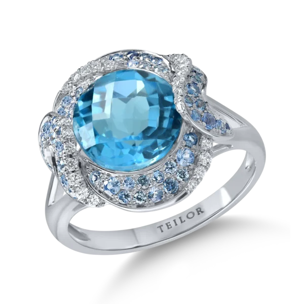 Inel din aur alb cu pietre pretioase si semipretioase de 4.4ct