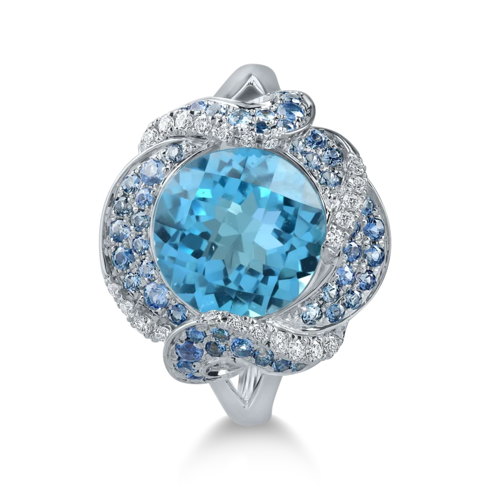 Inel din aur alb cu pietre pretioase si semipretioase de 4.4ct - imagine 2