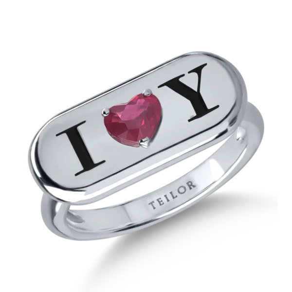 Inel din aur alb cu rubin heart de 0.4ct