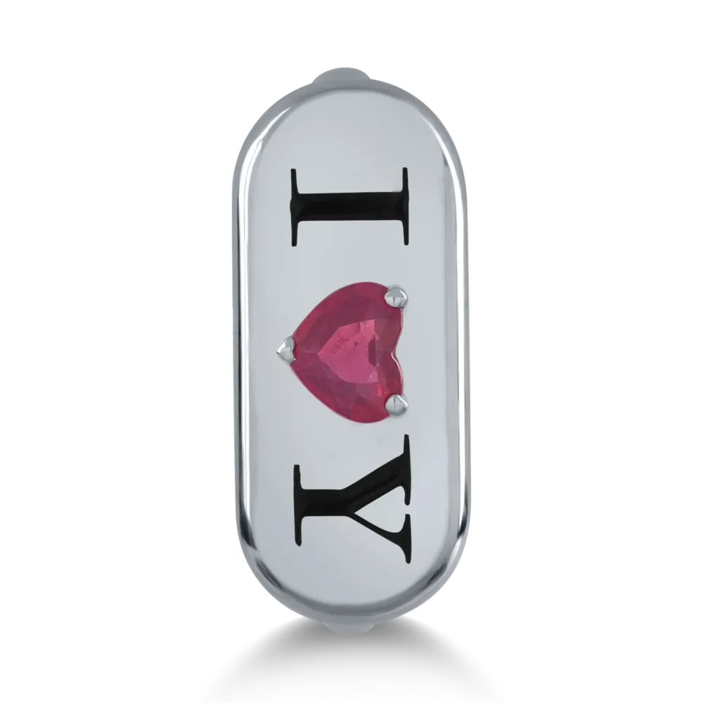 Inel din aur alb cu rubin heart de 0.4ct - imagine 2