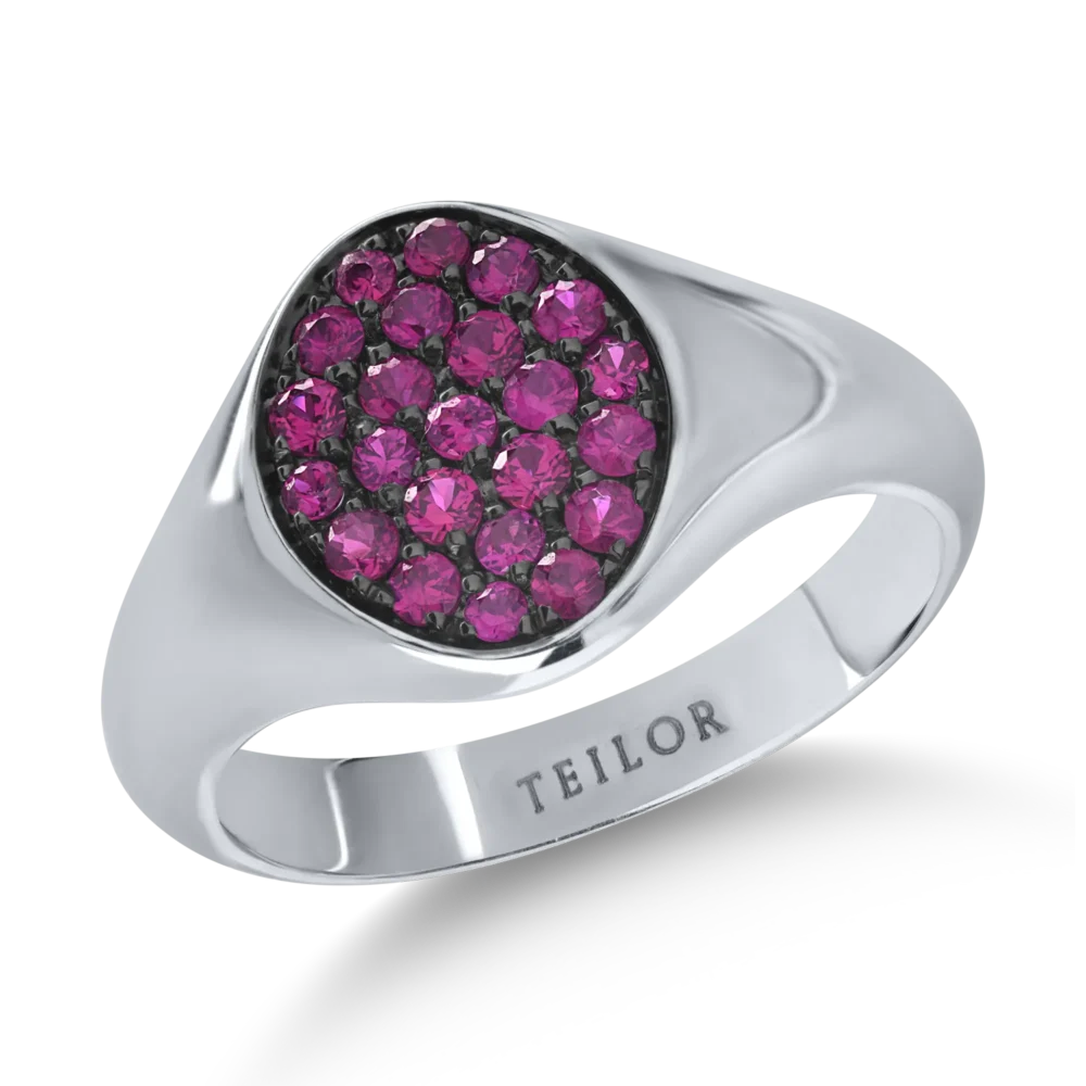 Inel din aur alb cu rubine de 0.4ct