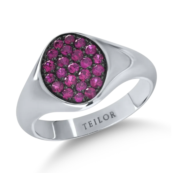 Inel din aur alb cu rubine de 0.4ct