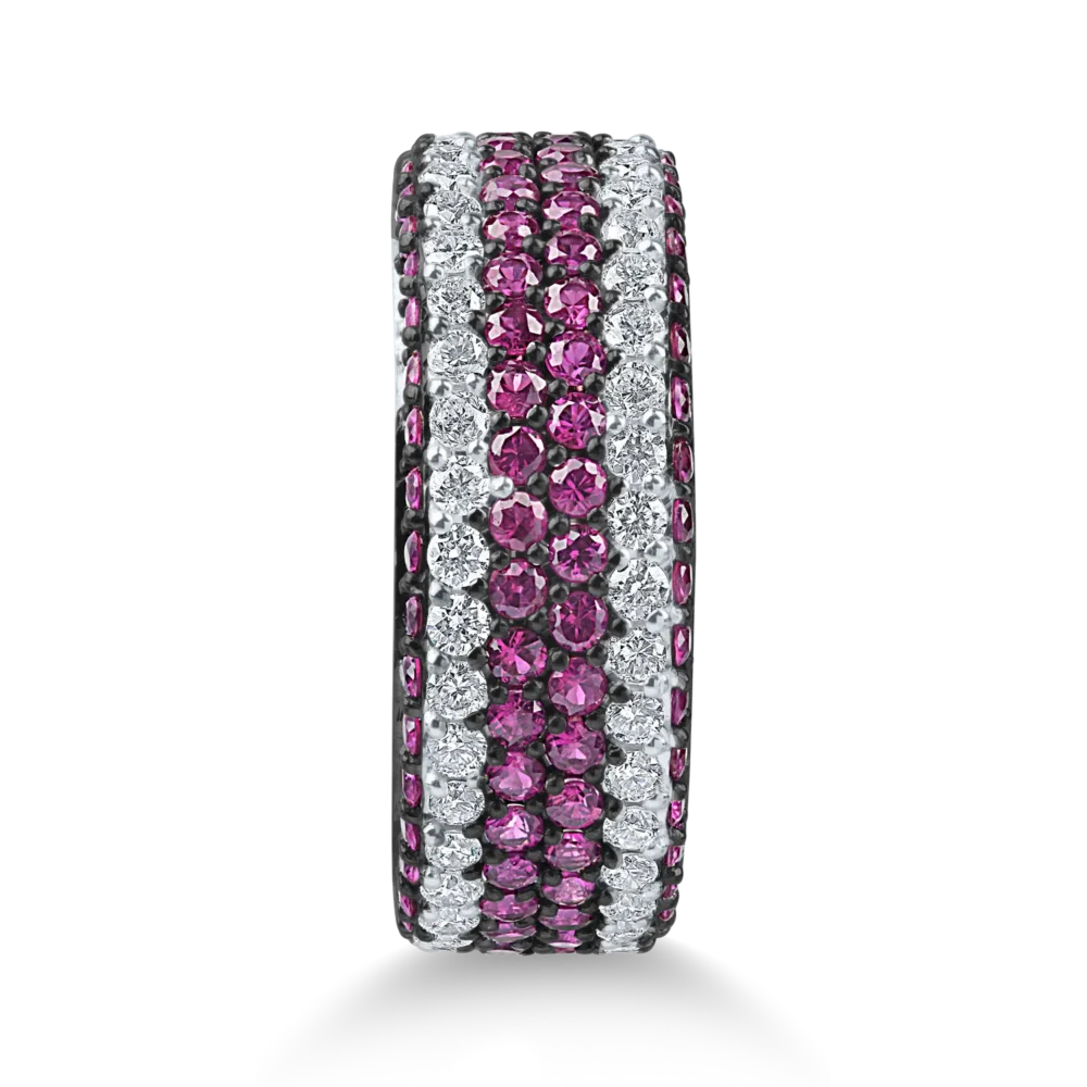 Inel semi eternity din aur alb cu rubine de 1.3ct si diamante de 0.6ct - imagine 3