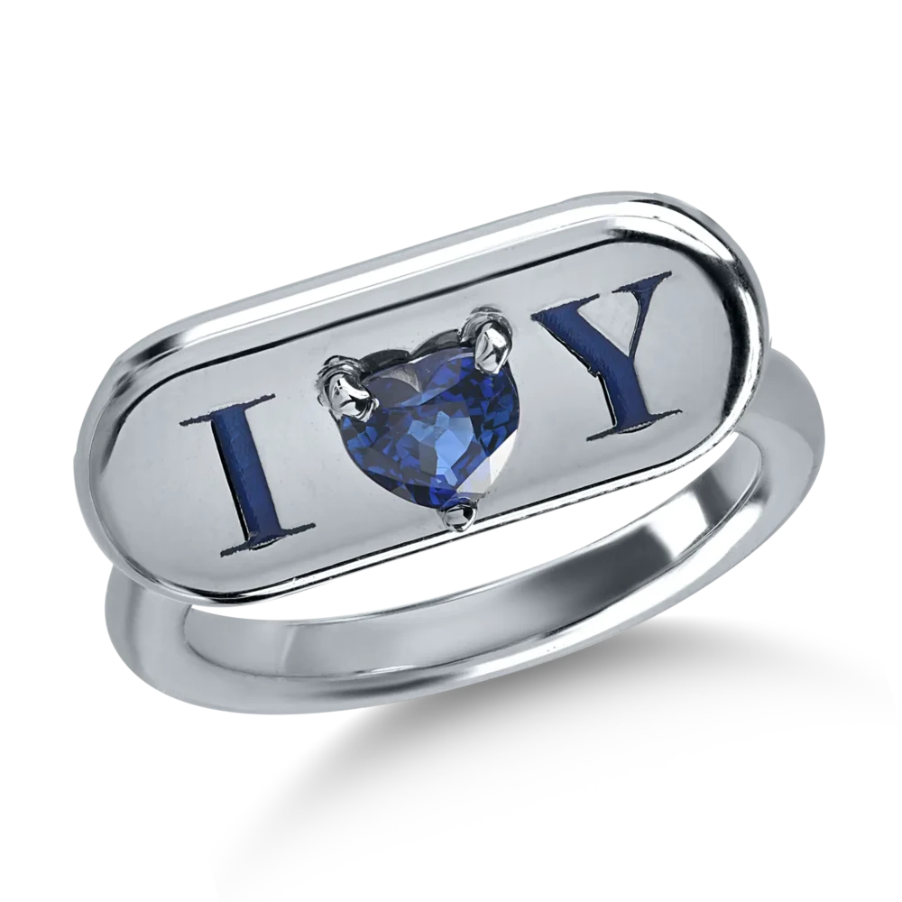 Inel din aur alb cu safir heart de 0.6ct