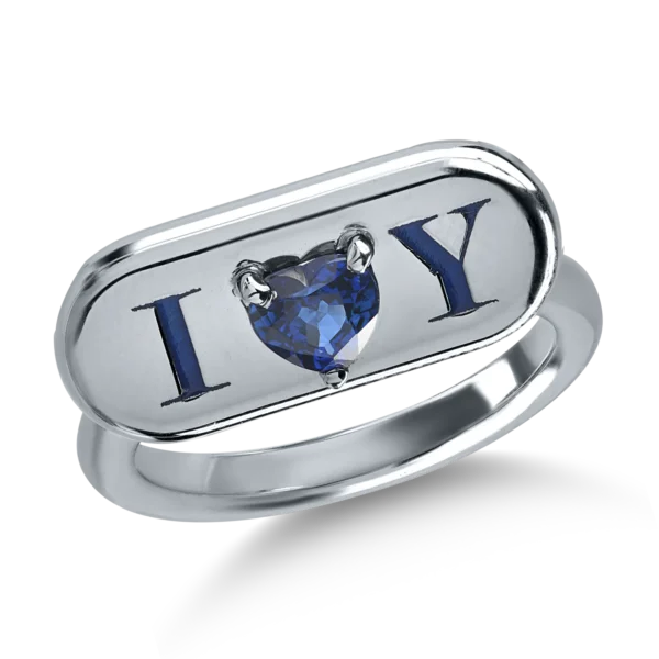 Inel din aur alb cu safir heart de 0.6ct