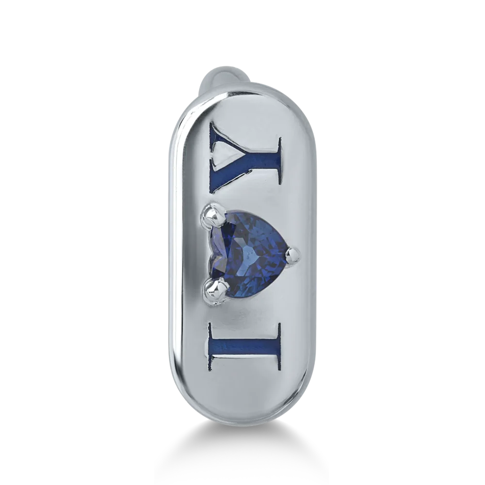 Inel din aur alb cu safir heart de 0.6ct - imagine 2