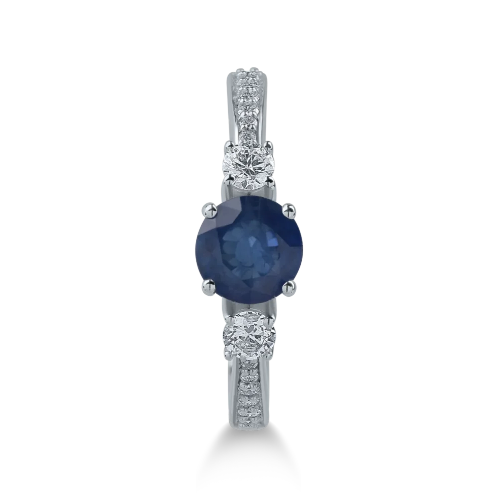 Inel din aur alb cu safir de 1.09ct si diamante de 0.34ct - imagine 2