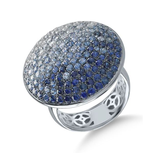 Inel din aur alb cu safire albastre de 3.32ct si diamante de 0.69ct