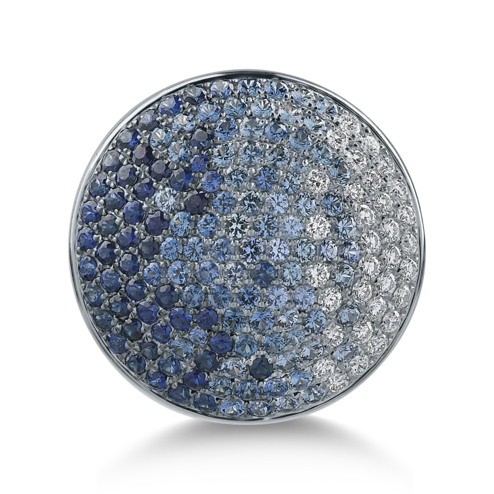 Inel din aur alb cu safire albastre de 3.32ct si diamante de 0.69ct - imagine 2