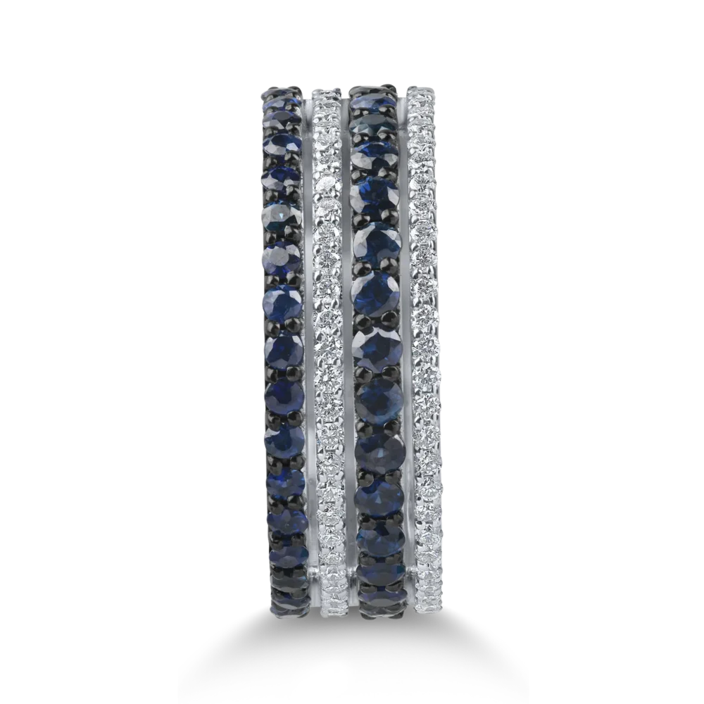 Inel din aur alb cu safire de 0.9ct si diamante microsetting de 0.3ct - imagine 3
