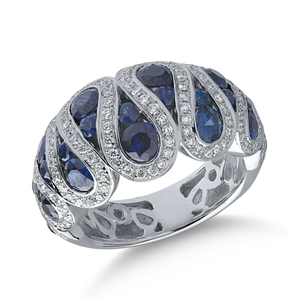Inel din aur alb cu safire de 2.61ct si diamante de 0.64ct