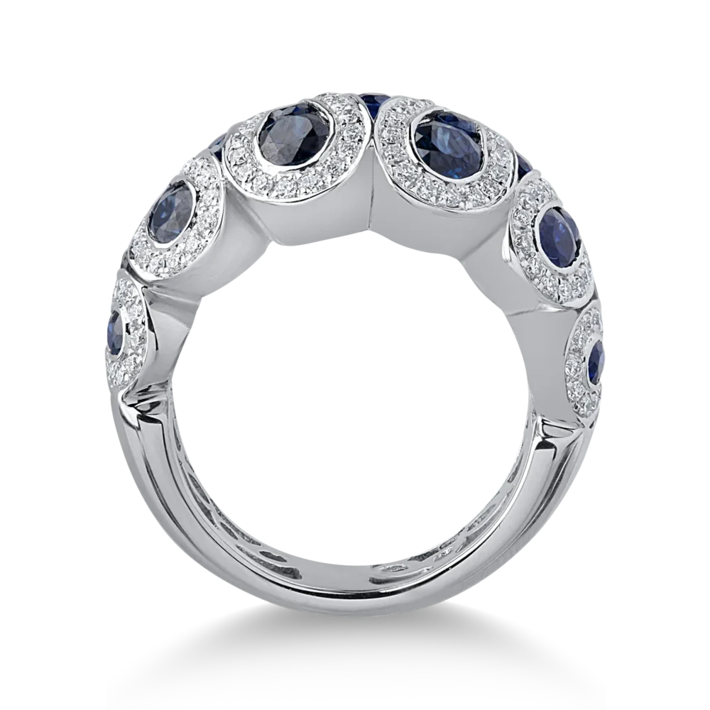 Inel din aur alb cu safire de 2.61ct si diamante de 0.64ct - imagine 2