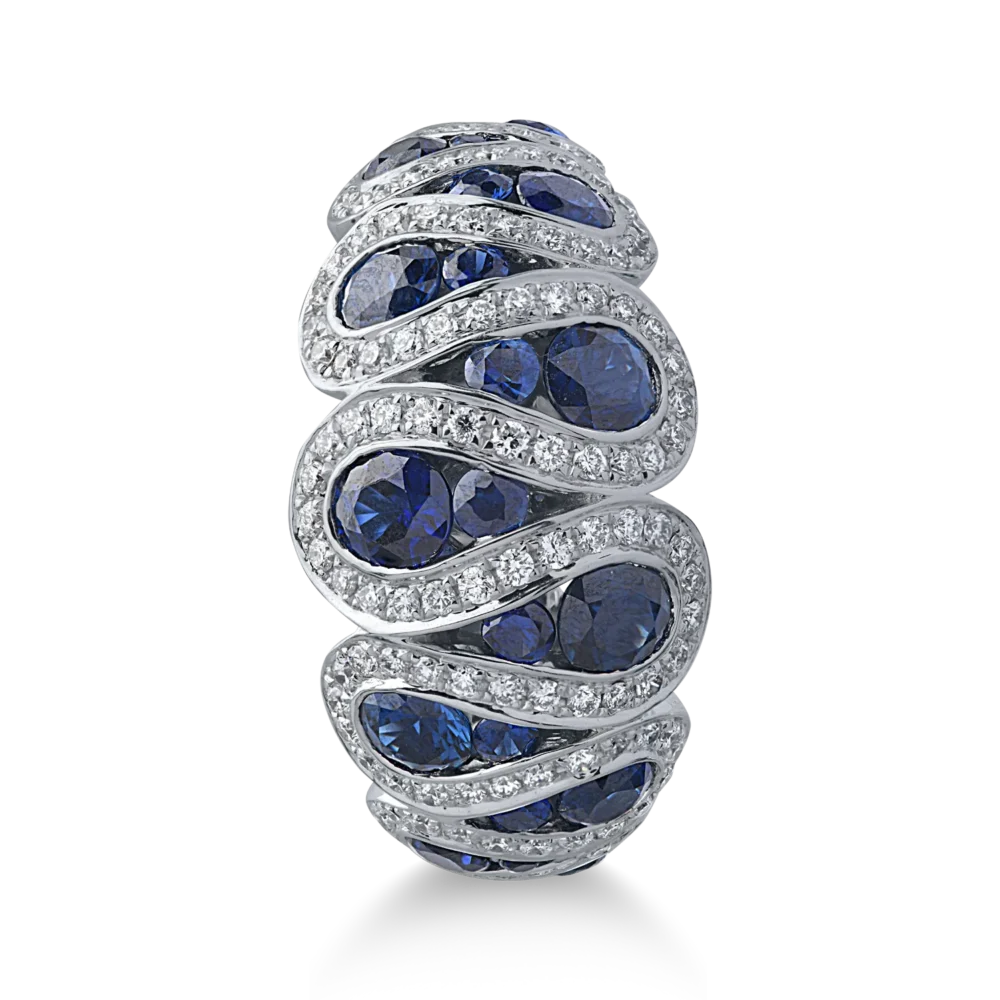 Inel din aur alb cu safire de 2.61ct si diamante de 0.64ct - imagine 3