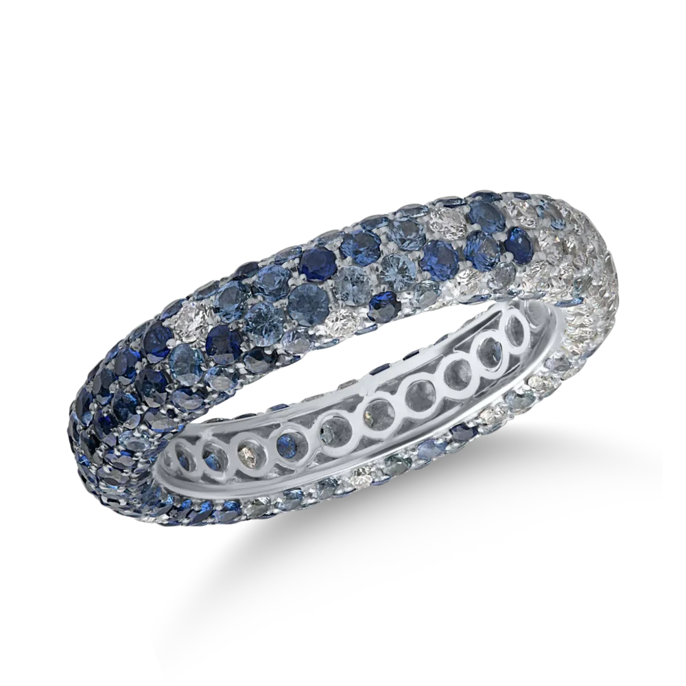 Inel din aur alb cu safire de 2.77ct si diamante de 0.78ct