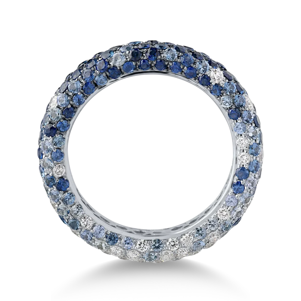 Inel din aur alb cu safire de 2.77ct si diamante de 0.78ct - imagine 2