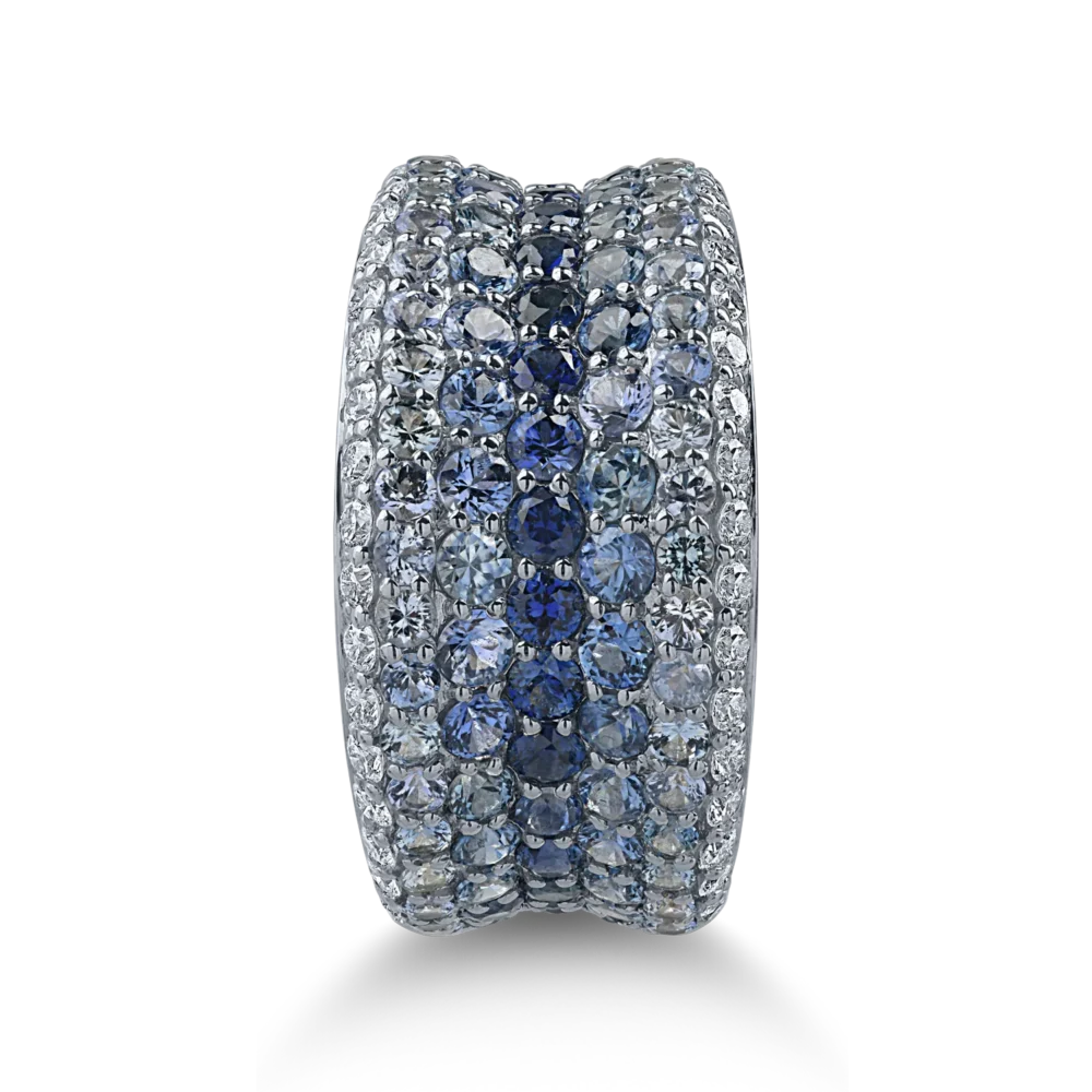 Inel din aur alb cu safire de 2.82ct si diamante de 0.53ct - imagine 2