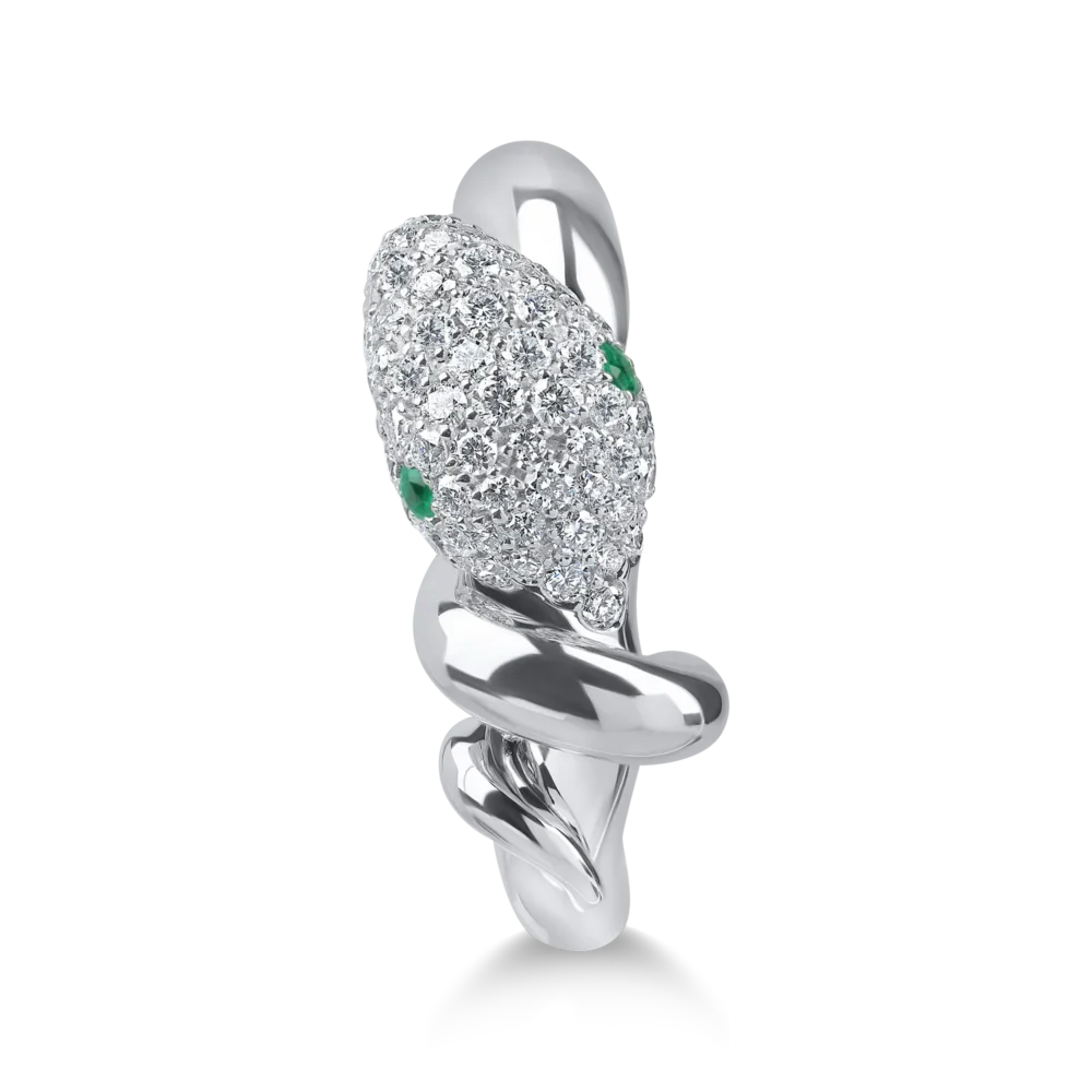 Inel din aur alb cu smaralde de 0.05ct si diamante microsetting de 0.5ct - imagine 3