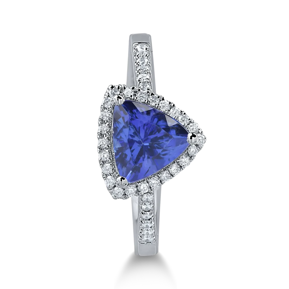 Inel din aur alb cu tanzanit trillion de 1.4ct si diamante de 0.19ct - imagine 2
