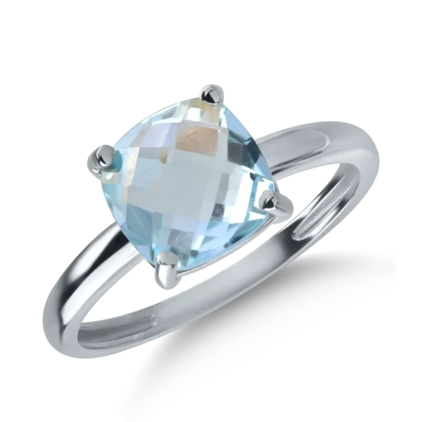 Inel din aur alb cu topaz cushion de 2.5ct