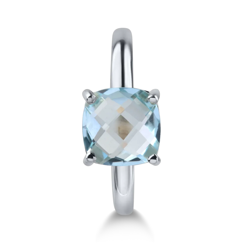 Inel din aur alb cu topaz cushion de 2.5ct - imagine 2