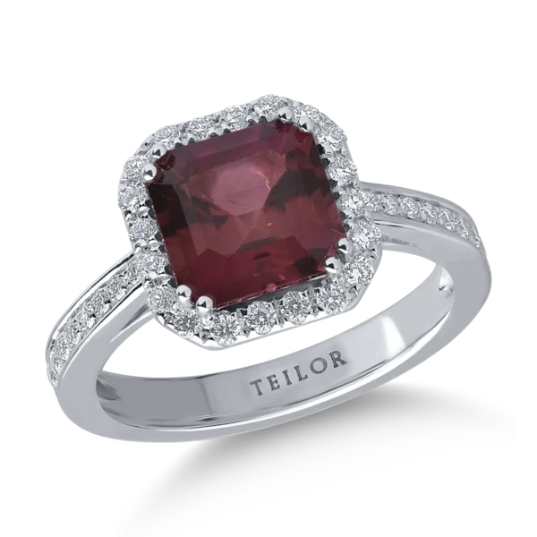 Inel din aur alb cu turmalina roz de 2.28ct si diamante de 0.34ct