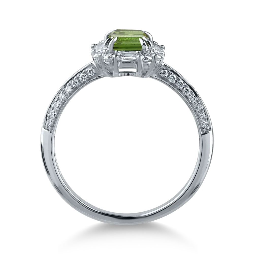 Inel din aur alb cu turmalina verde de 1.12ct si diamante de 0.49ct - imagine 2