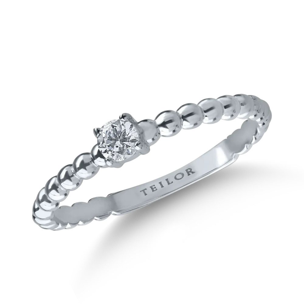 Inel din aur alb cu zirconia solitaire