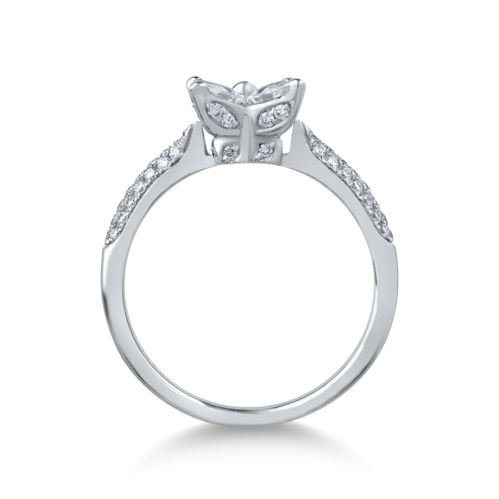 Inel din aur alb cu diamante marquise si rotunde de 0.89ct - imagine 2
