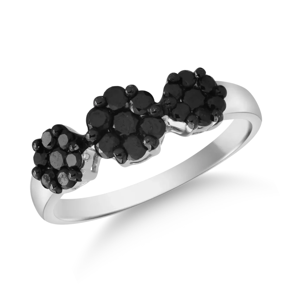 Inel din aur alb cu diamante negre de 0.61ct