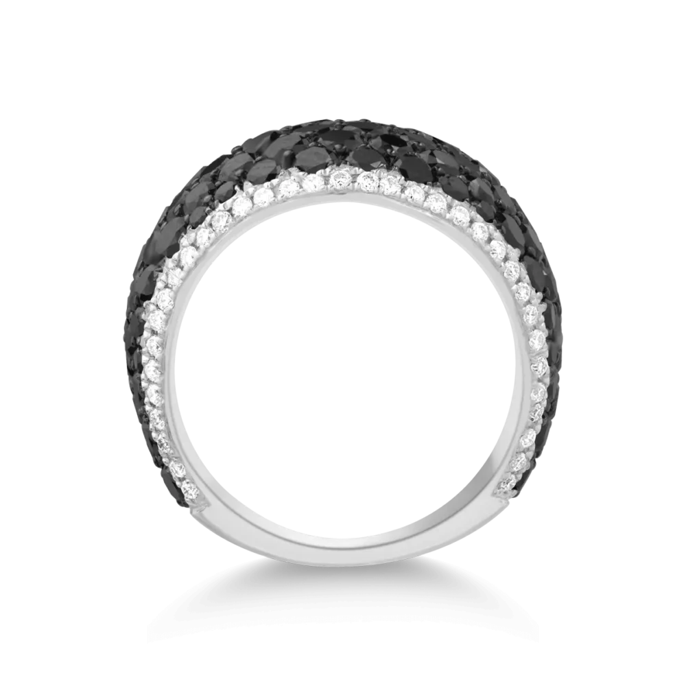 Inel din aur alb cu diamante negre de 4.2 si diamante transparente de 0.34ct - imagine 2