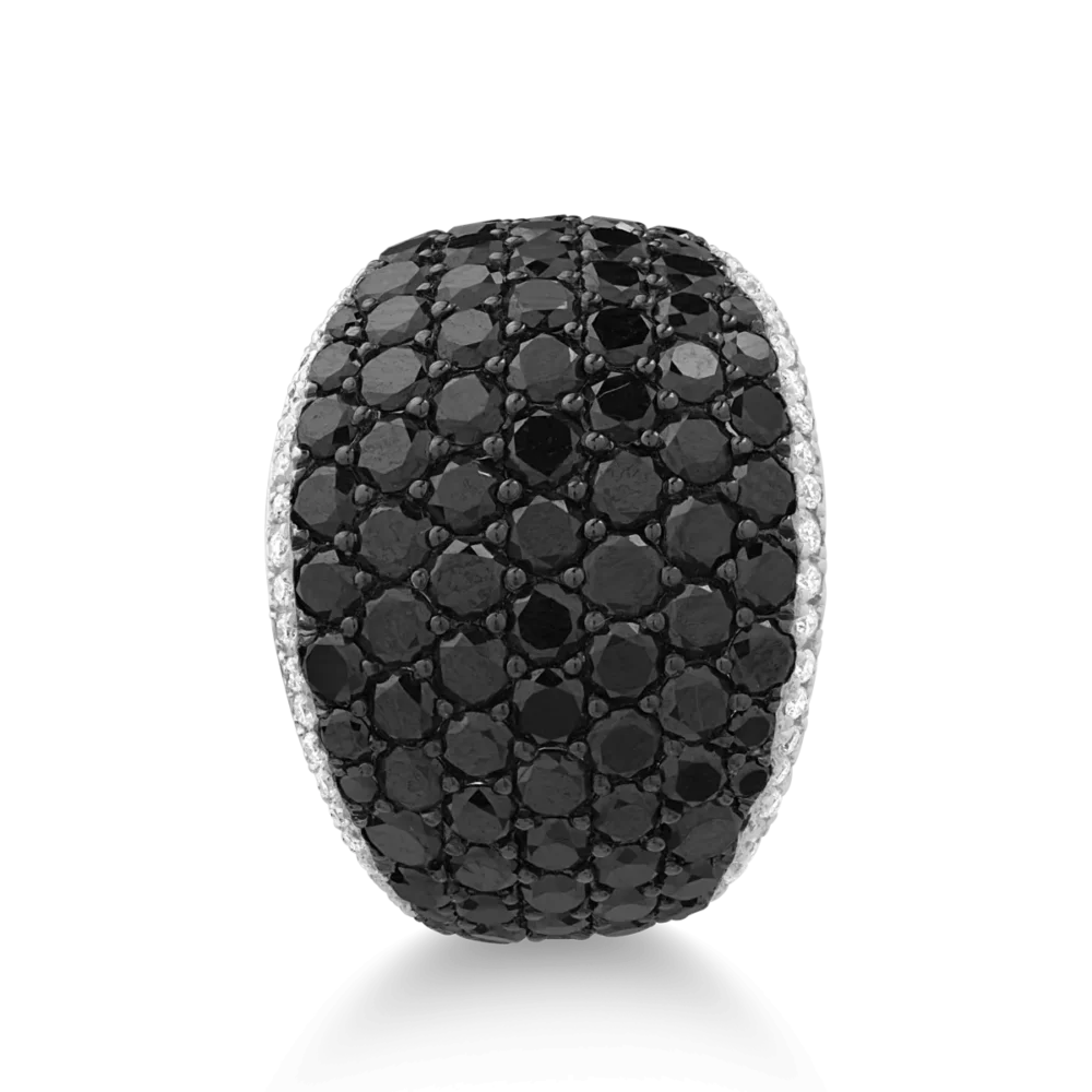 Inel din aur alb cu diamante negre de 4.2 si diamante transparente de 0.34ct - imagine 3