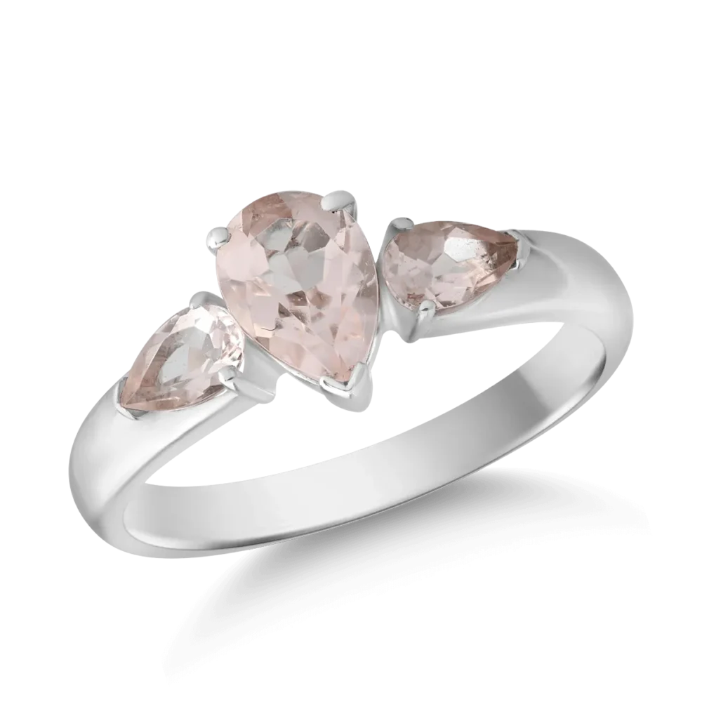 Inel din aur alb cu morganite pear de 1.2ct