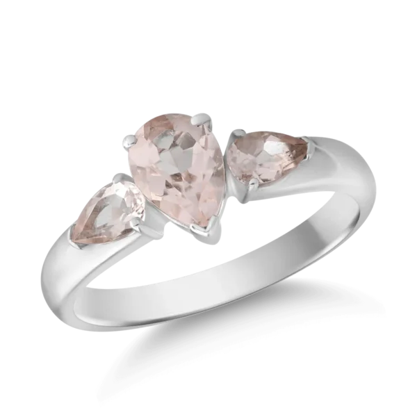 Inel din aur alb cu morganite pear de 1.2ct
