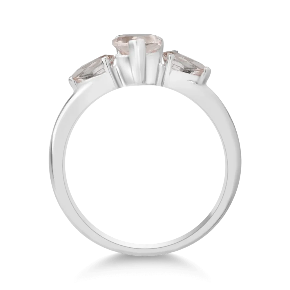 Inel din aur alb cu morganite pear de 1.2ct - imagine 2