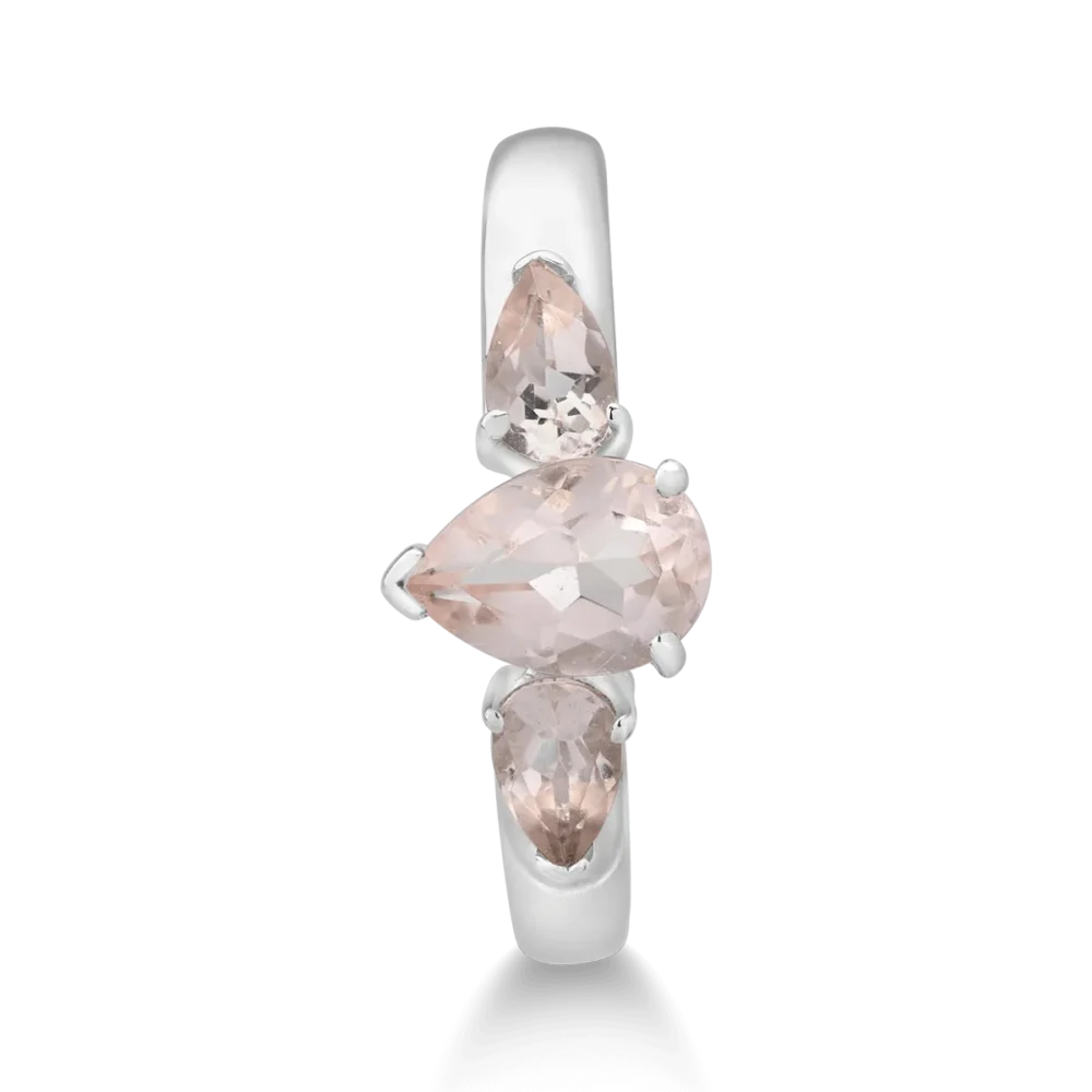 Inel din aur alb cu morganite pear de 1.2ct - imagine 3