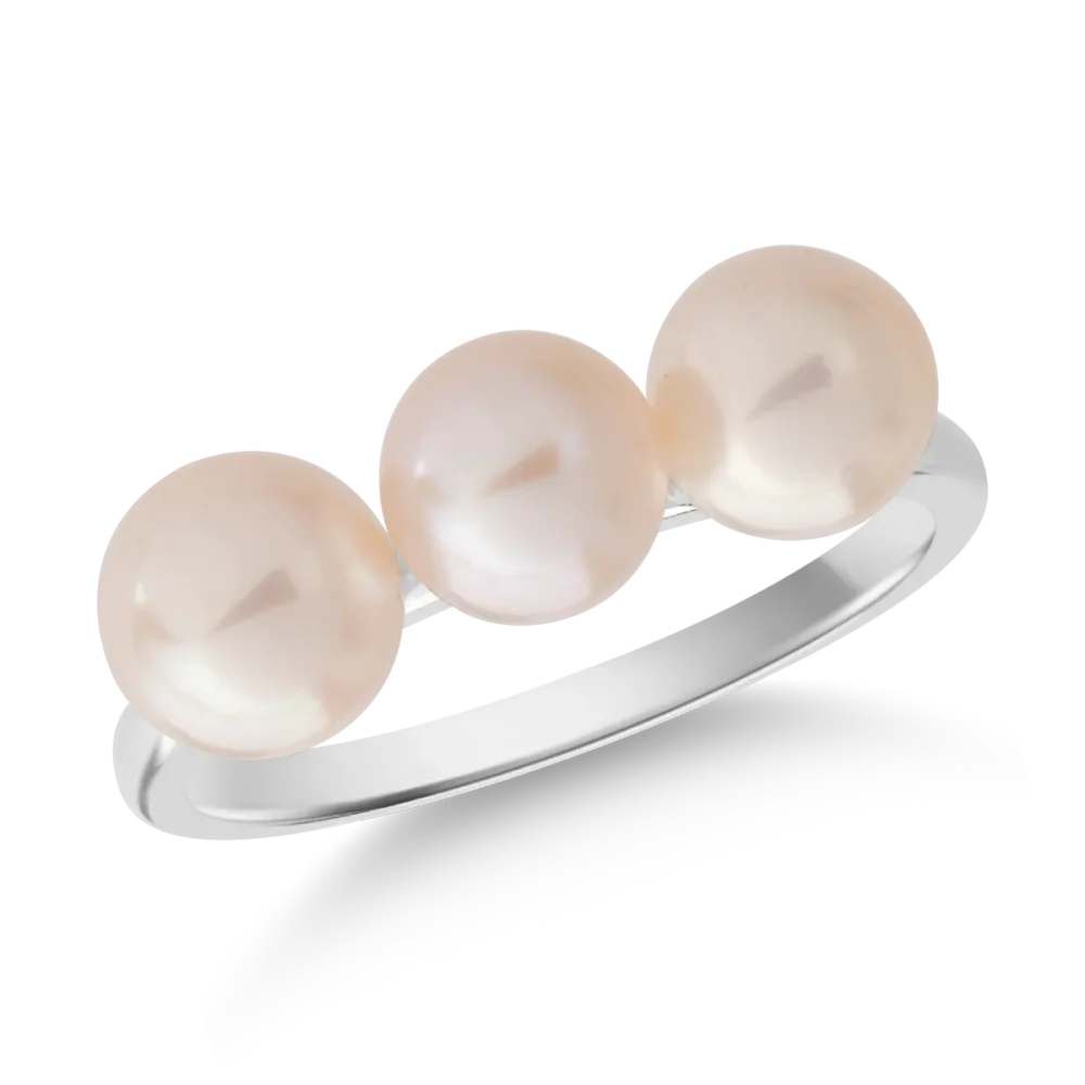 Inel din aur alb cu perle de cultura de 3ct