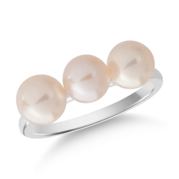 Inel din aur alb cu perle de cultura de 3ct