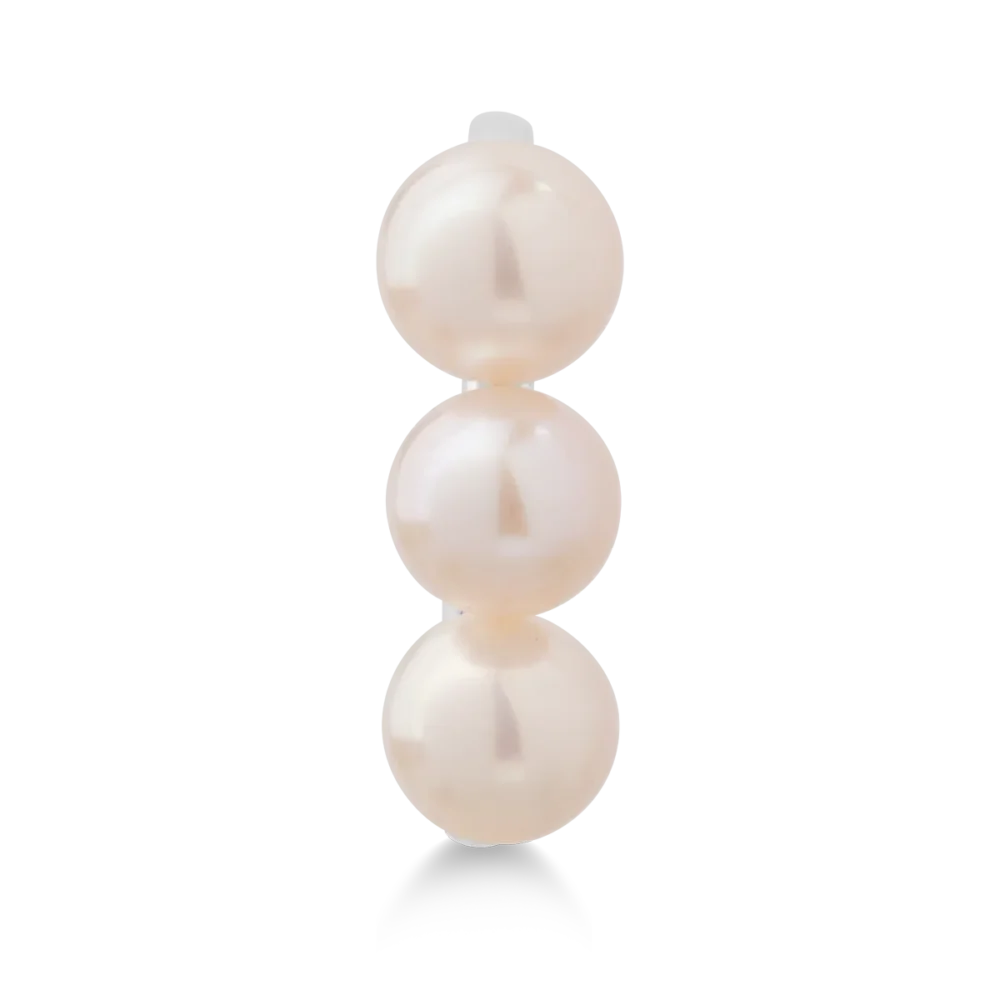 Inel din aur alb cu perle de cultura de 3ct - imagine 3