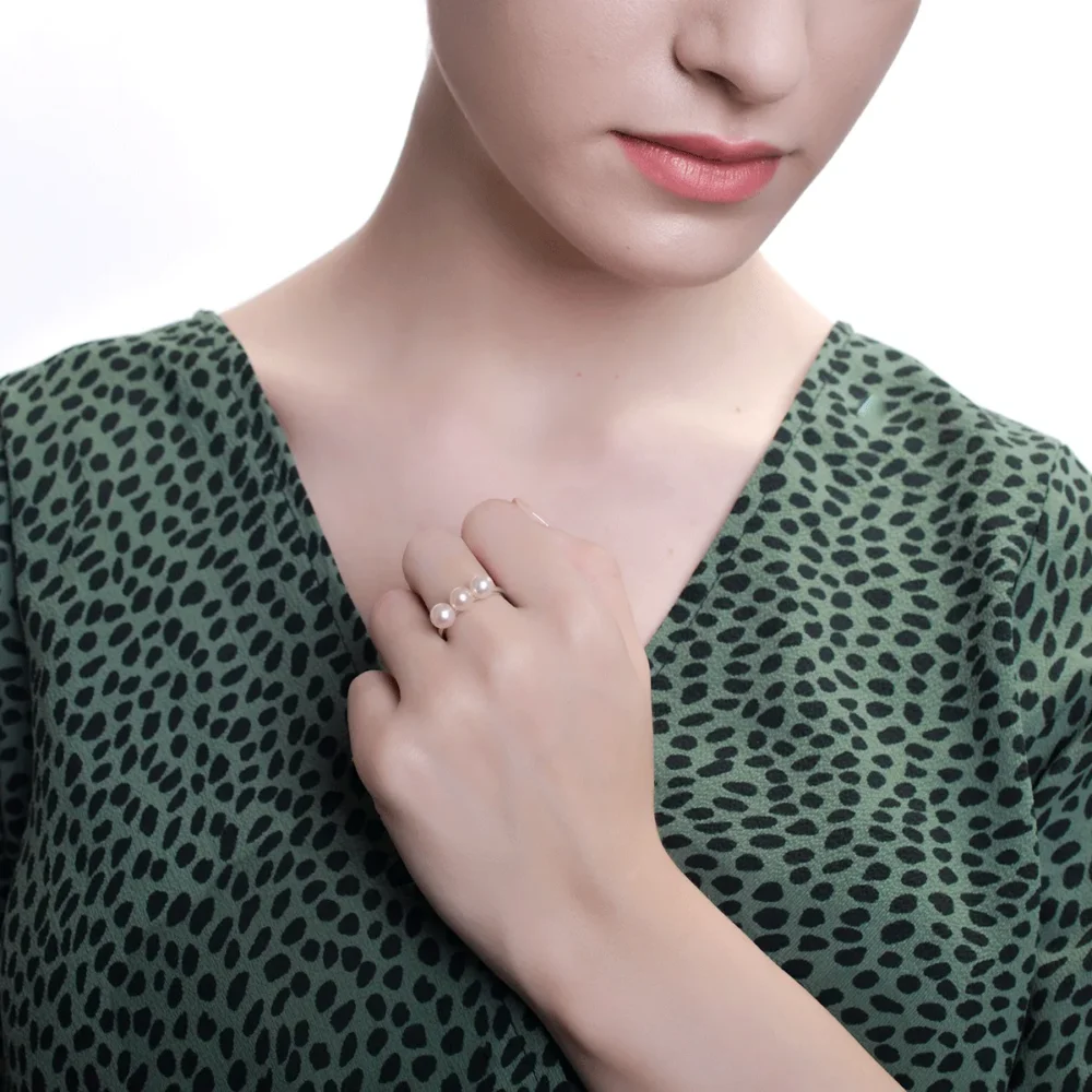 Inel din aur alb cu perle de cultura de 3ct - imagine 4