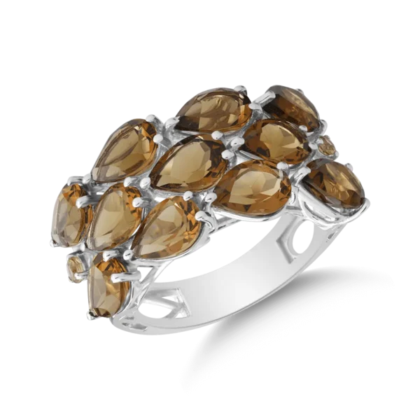 Inel din aur alb cu cuart coniac pear de 7.5ct