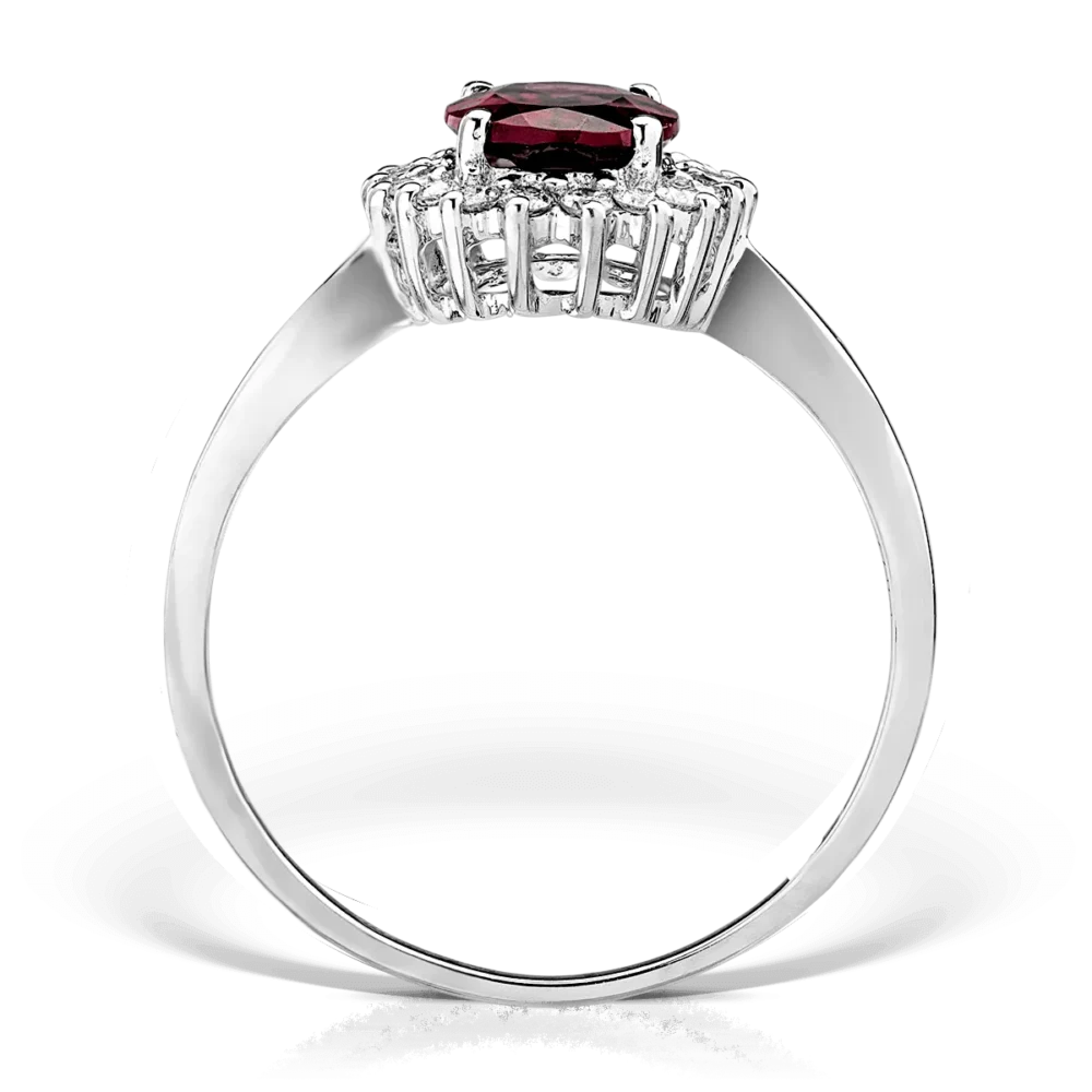 Inel din aur alb cu rodolit oval de 1.2ct si diamante de 0.2ct - imagine 2