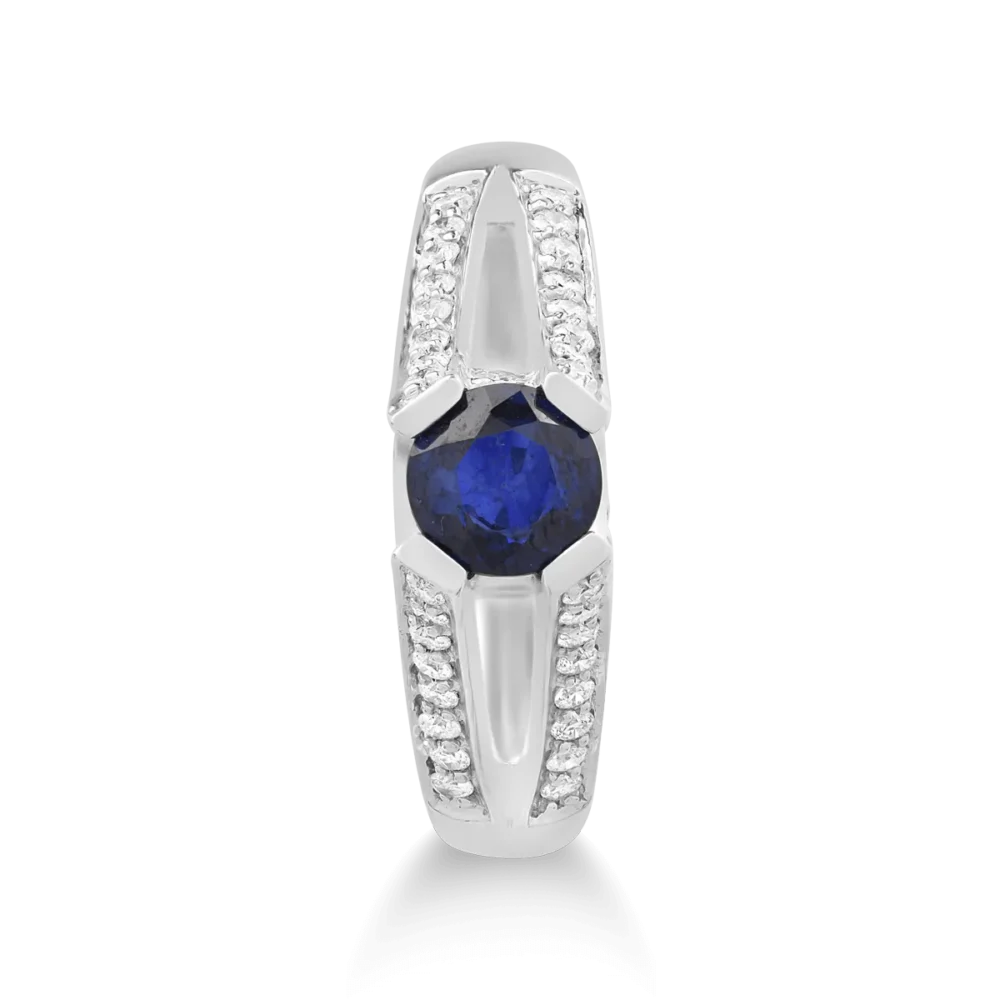 Inel din aur alb cu safir de 0.71ct si diamante de 0.51ct - imagine 3