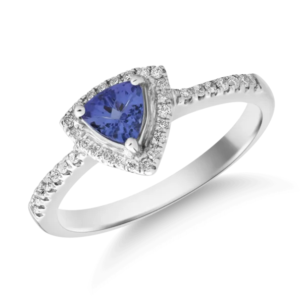 Inel din aur alb cu tanzanit de 0.52ct si diamante de 0.15ct
