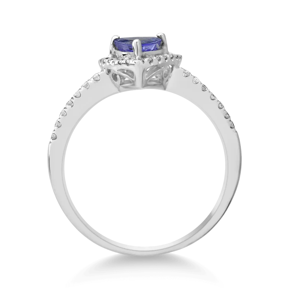 Inel din aur alb cu tanzanit de 0.52ct si diamante de 0.15ct - imagine 2