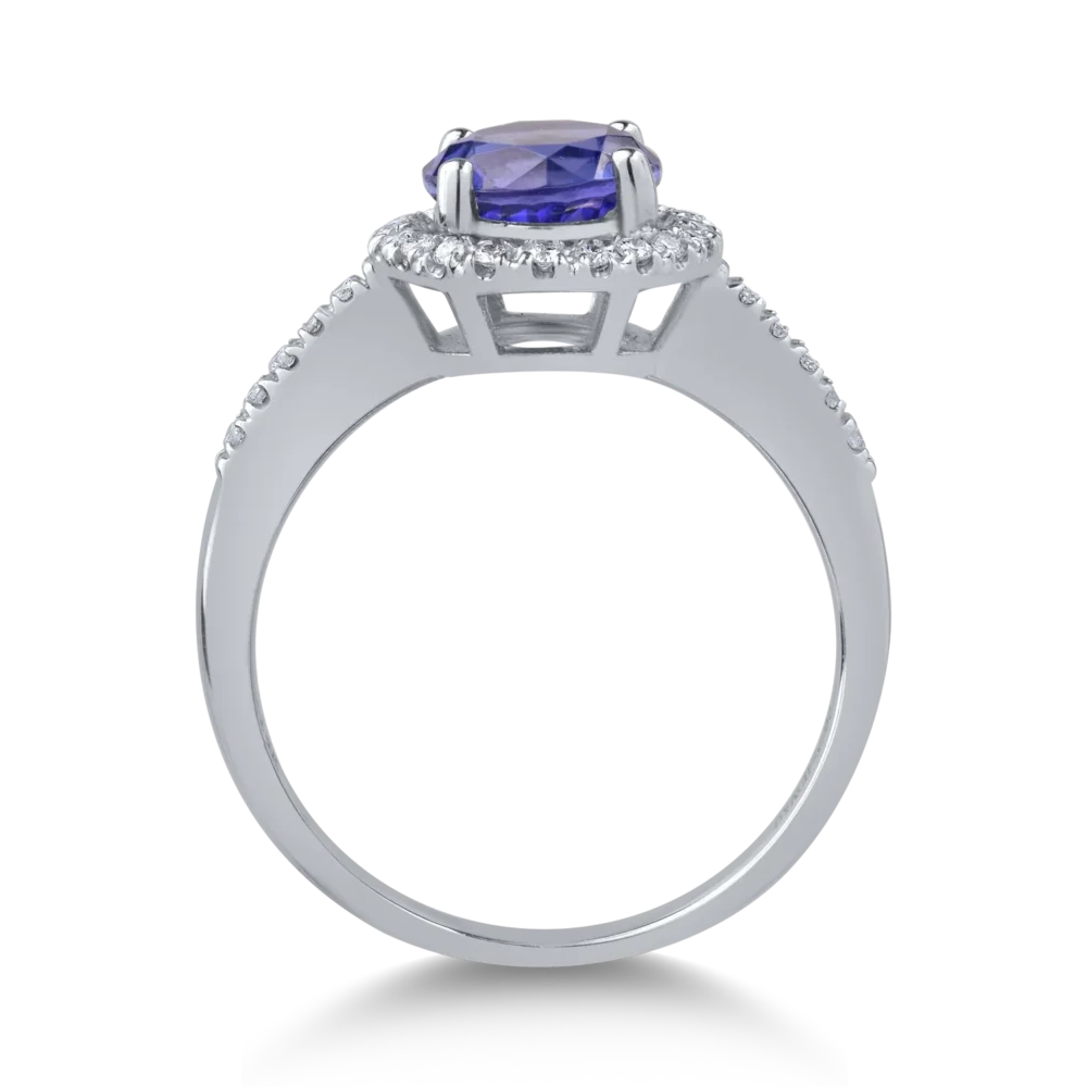 Inel din aur alb cu tanzanit de 1.63ct si diamante de 0.16ct - imagine 2