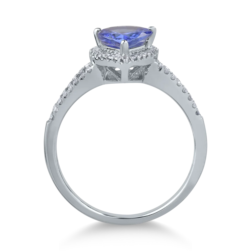 Inel din aur alb cu tanzanit pear de 1.6ct si diamante de 0.2ct - imagine 2