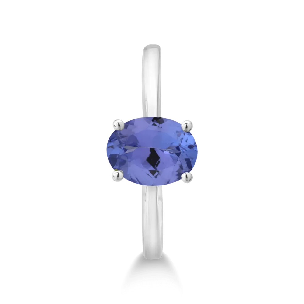 Inel din aur alb cu tanzanit oval de 1.6ct - imagine 3