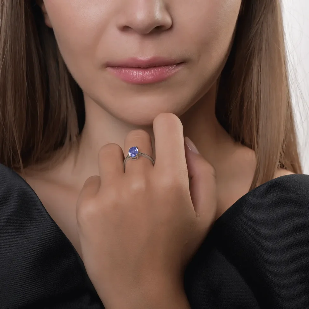 Inel din aur alb cu tanzanit oval de 1.6ct - imagine 4