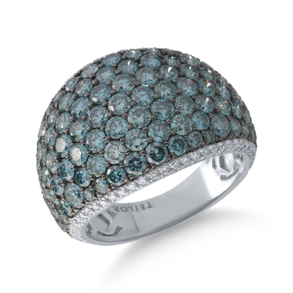 Inel din aur alb cu diamante albastre de 4.05ct si diamante transparente de 0.26ct