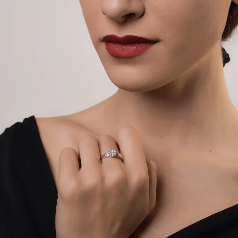 Inel din aur alb cu diamante de 0.28ct - imagine 4